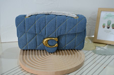 COACH Tabby 26 Quilted Denim Shoulder Bag Indigo Blue CR704 Crossbody Outlet NEW
