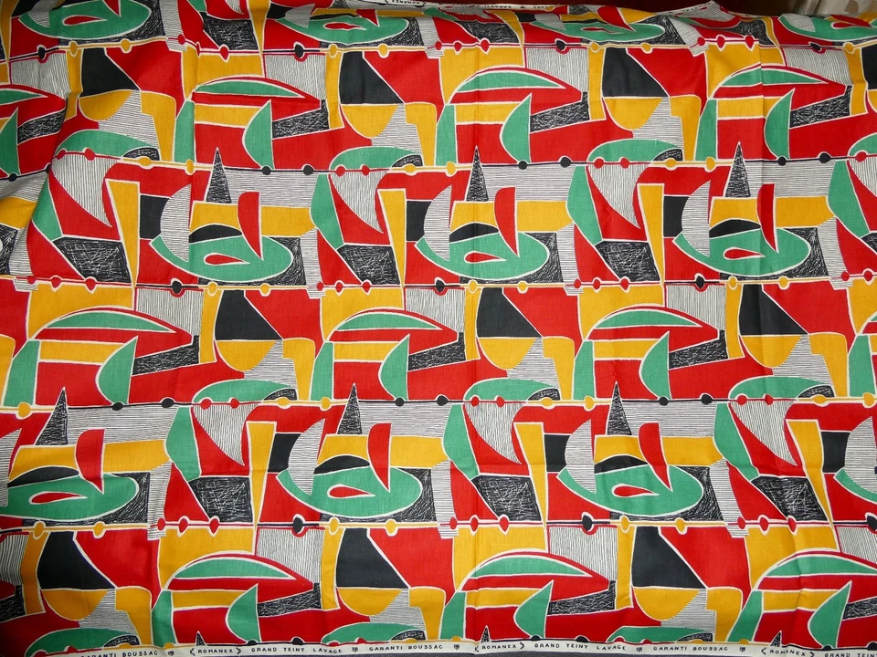 TISSUS BOUSSAC ROMANEX GRAND TEINT ANNÉES 60 RIDEAUX COUSSINS 60'S - Photo 2/4