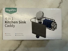 4 in 1 Adhesive Kitchen Sink Organizer, SUS304 Stainless Steel Brush Holder + Di