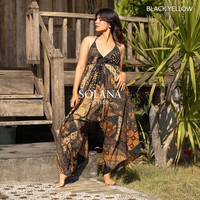 Boho Harem Jumpsuit, Bali Batik Clothing, Solana Styles