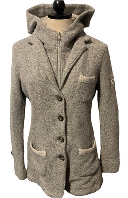 Jacket Animo Wool Blend Hooded Knit Zip Euro Coat Size 42 Woman's Made in Italy