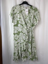 Goose Island Floral Wrap Dress Cotton Ruffle Midi Boho Summer NWT 10-14
