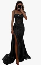 Satin Corset Prom/Formal Dress Lace Mermaid Sparkly Spaghetti Straps