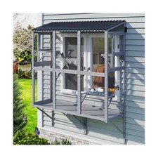 Cat Catio, Expandable Window Box Enclosure for Multiple Indoor Cats, Comforta...