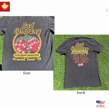 Bad Company 1975 World Tour T-Shirt Reprint Two-Side Full Size Vintage Tee