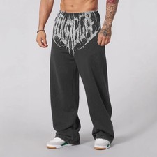 YOUNG LA New Men Fitness Sweatpants Straight Leg Pants Leisure Jogging Gym