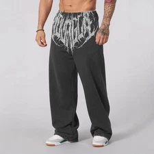 YOUNG LA New Men Fitness Sweatpants Straight Leg Pants Leisure Jogging Gym