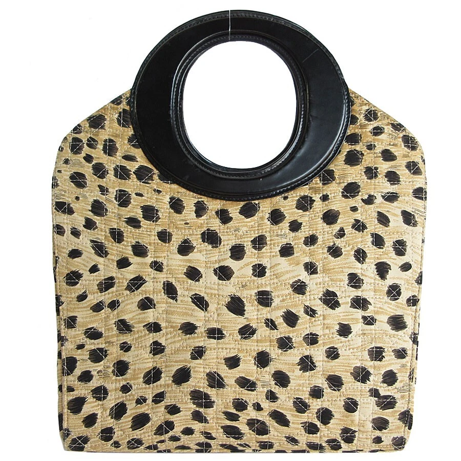 Sac à main Christian Dior vintage toile léopard cuir marron noir