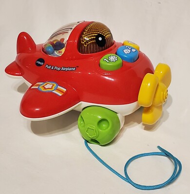 Vtech Pull Pop Airplane Music Learning Phrases Popping Bead Baby Toy - Video