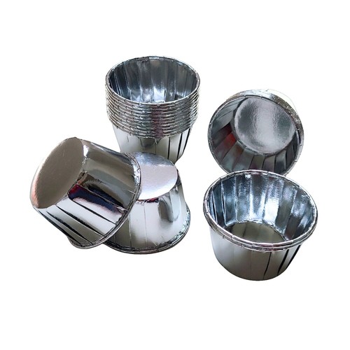 120 Pcs Mini Aluminum Foil Cupcake Liners With Lids & Spoons - 6 Color Baking Cups