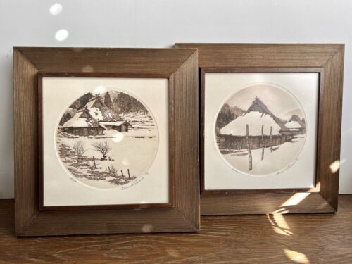 Lot 2 Brian Williams Signed Japanese Snow House Etching Lithography Limited 1982 - Picture 1 of 14