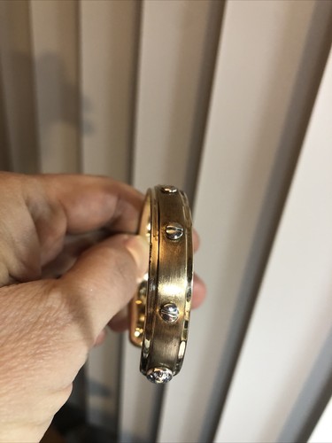 5.Henri Bendel Rose Gold Silver tone SCREW YOU BABY Adjust Cuff Bracelet 6 7/8" - Picture 15 of 24