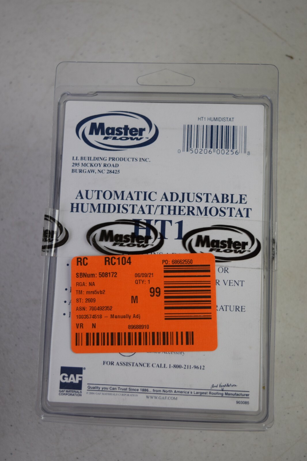 Master Flow HT1 Humidistat Thermostat Control for EGV/ERV Power Vents  Adjustable | eBay