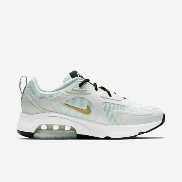 nike white and gold air max 200 sneakers