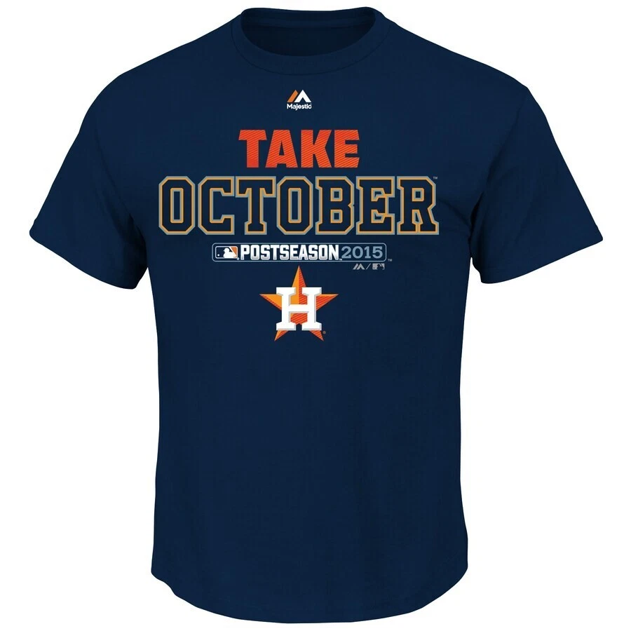 Majestic Youth Houston Astros Postseason Participant Take October Shirt,Navy-  L