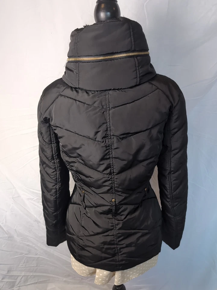 Oasis Quilted Jacket Smart Casual Zip Pockets Black XS - Image 4 of 4
