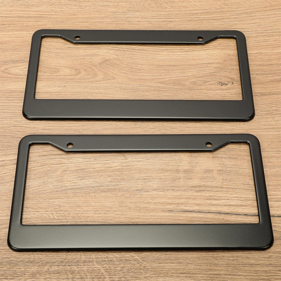 Stainless Steel Universal Black License Plate Frame Tag Cover Screw Caps 2PCS - Image 4 of 4