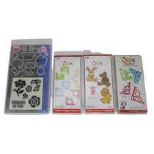 Sizzix Lot of 4 Stamp  Die and 3 Die Sets Corners, Architectural, Animals