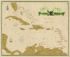 Pirates of the Caribbean Wall Map Mural and Poster "On Stranger Tides"