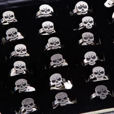 12pcs/lot mix styles skull rings punk biker fashion stainless steel jewelry Gift