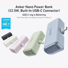 Anker Nano Power Bank Built-in USB-C Connector Foldable 5000mAh 22.5W|Refurbish