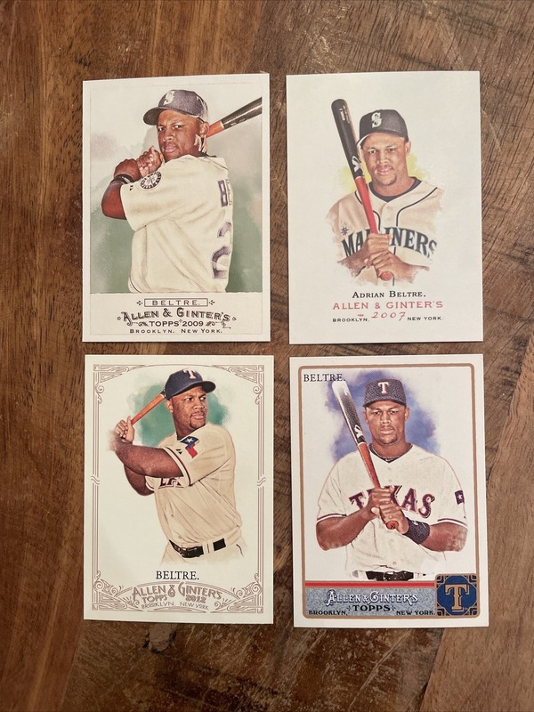 Adrian Beltré 4 card lot 2007 2009 2011 2012 Allen & Ginter 2024 Hall of Fame