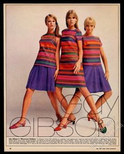 1967 Gay Gibson Moroccan Sizzlers psychedelic color striped dress vintage ad