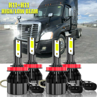 For Freightliner Cascadia 2008-2016 LED Headlight High Low Beam 4x Bulbs Combo
