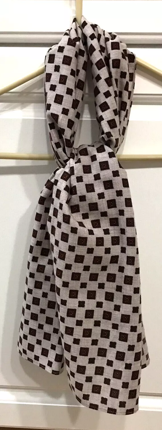 Christian Dior Fine Wool Scarf 14 x 44 Mfg Sample 1970s Block Pattern Men Women