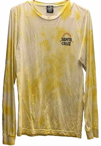 Santa Cruz Shirt Mens Small Yellow White Tie Dye Long Sleeve Logo Skateboard Y2K