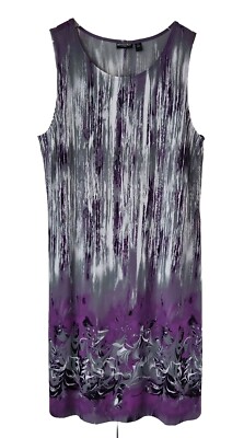 Citiknits Effortless Style Midi Shift Dress L Purple Gray Sleeveless Lightweight