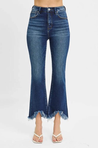 RISEN High Rise Crop Bootcut Fray Hem Jeans