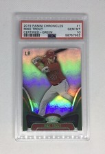 2019 Panini Chronicles Angels Mike Trout Certified Green LOW POP PSA 10