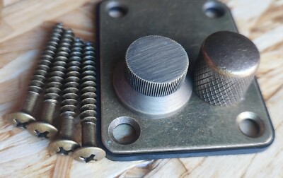 Gitarrenknöpfe 2 x Metall gerändelt Lautstärke Ton Flat Top Hut oder Kuppel E-Gitarre
