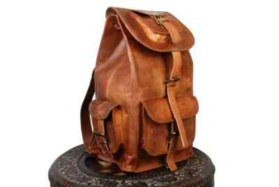 20 Zoll neuer großer Echtleder Rucksack Backpack Reisetasche für Herren und D...