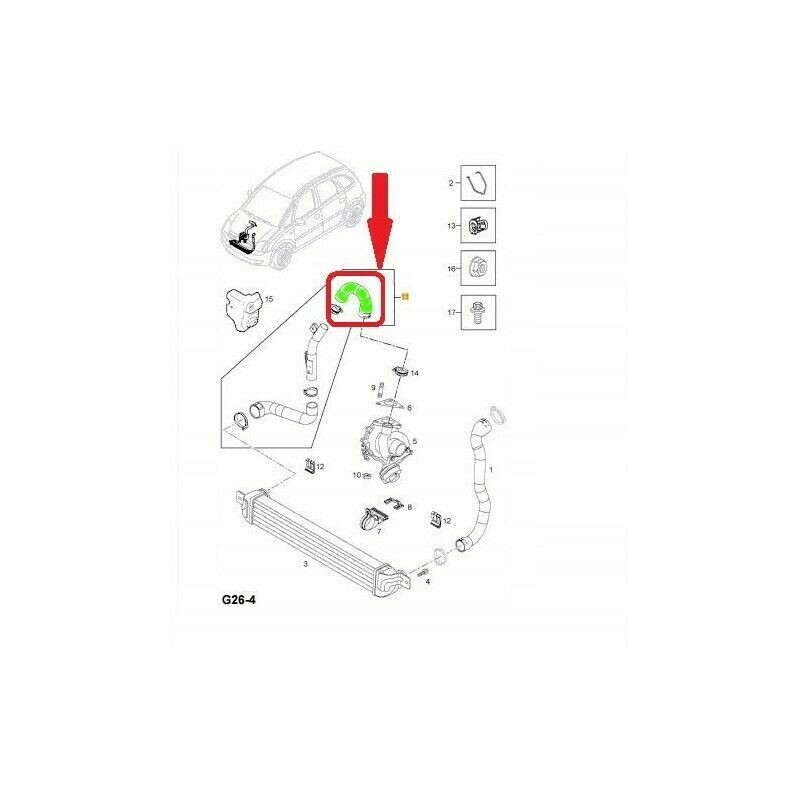 Tubo Dell'Aria Di Ricarica Per Opel Meriva 1.7 CDTI – Ricambio Originale Con Guarnizione, Compatibile Con 55351859 E 55351860
