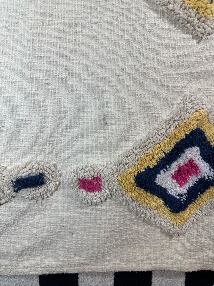 Anthropologie Textured Throw Blanket Modern Fringe Tufted Chunky Knit