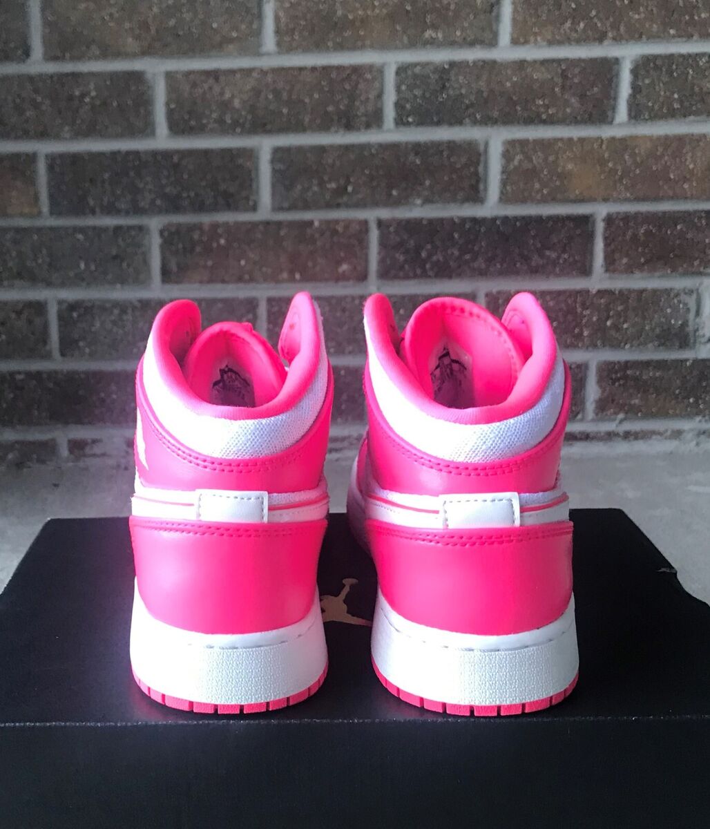 Nike Air Jordan 1 Mid Hyper Pink/White Sneakers ~ 555112-611 Nike Air Jordan 1 Mid Hyper Pink/White Sneakers ~ 555112-611