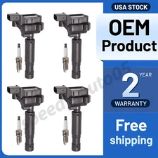 4 Ignition Bobinas Pack UF658 and Spark Plug For 2015 Mercedes-Benz C250 l4 2.0L