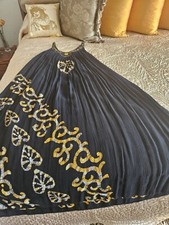 Vtg In Gear Midi Dress Womens One Size Black with rust designsSleeveless Boho