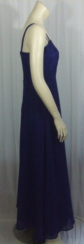 1970s Vintage Blue Lace Prom Party Dress Evening Size 8 Chiffon Strappy Retro - Picture 6 of 9