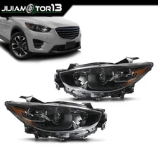 Pair Headlights Black Fit For 2013 14 15 2016 Mazda CX-5 Halogen Headlamps L+R