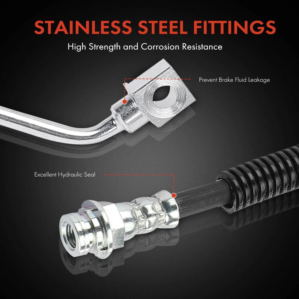 2xFront LH & RH Side Brake Hydraulic Hose for Chevy Express 3500 GMC Savana 3500 - Image 4 of 4