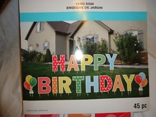 HAPPY BIRTHDAY Yard Sign Lawn Sign letters 15" tall BRIGHT