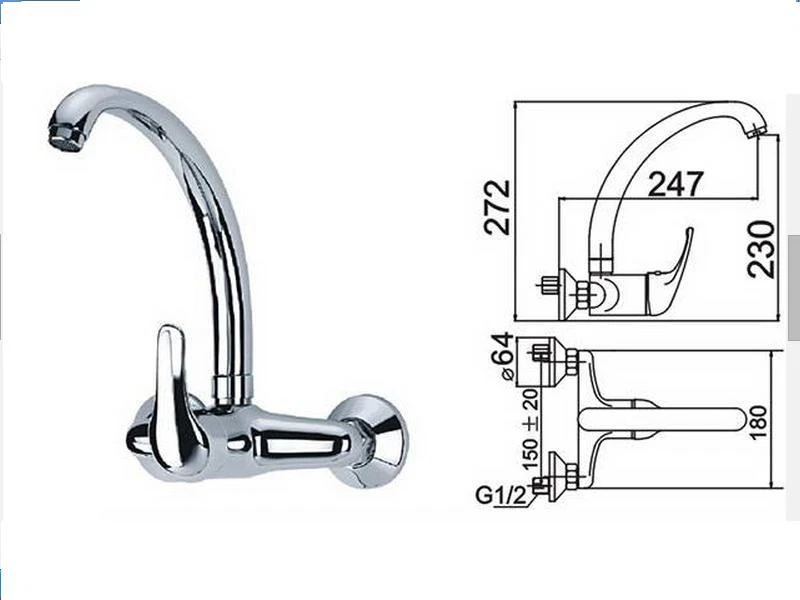 Grifo Monomando FREGADERA Pared (15 CM. Entre Tomas) CAÑO Fundido 5 AÑOS DE  GARANTÍA