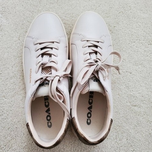 Coach Clip Low Top Leather Sneakers in Chalk/Khaki sz9.5 - Picture 8 of 14