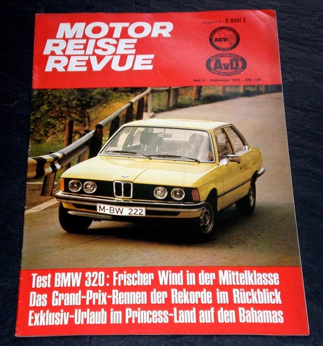 Motor Reise Revue AvD 09/75 Test BMW 320,Großer Preis von Deutschland 75, IAA 75
