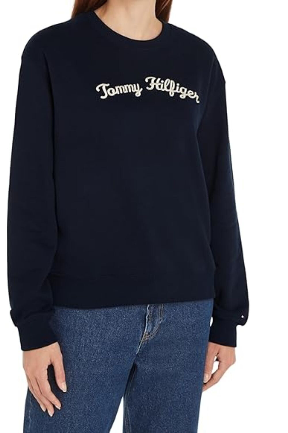 Толстовка с надписью Tommy Hilfiger Damen Mdrn Reg Script из флиса klassisch mit S