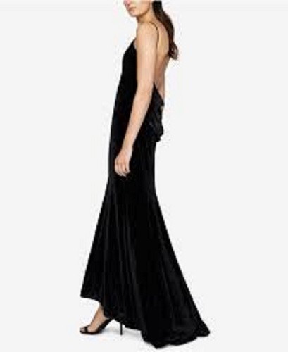 maxi dress gown 0 FAME and PARTNERS black velvet fabric curvy 58