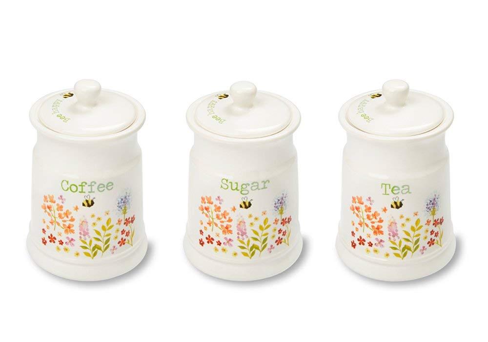 bee tea coffee sugar canisters